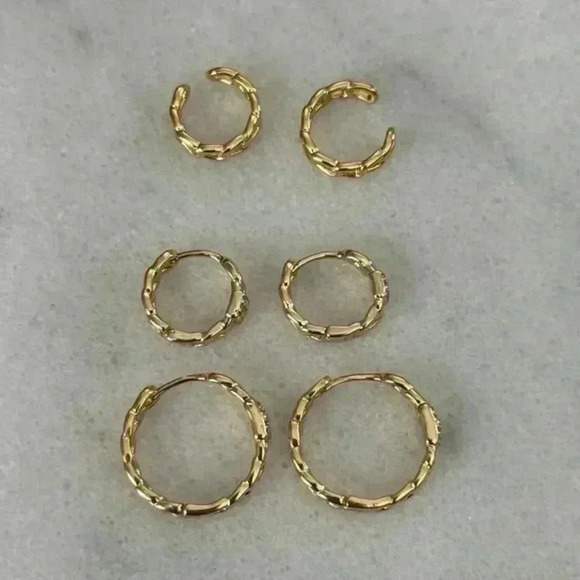COPY - Gold Crystal Chain Link Hoop Earrings Brand New - Picture 2 of 4